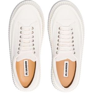 Jil Sander White Canvas Platform Sneakers NIB Size 37